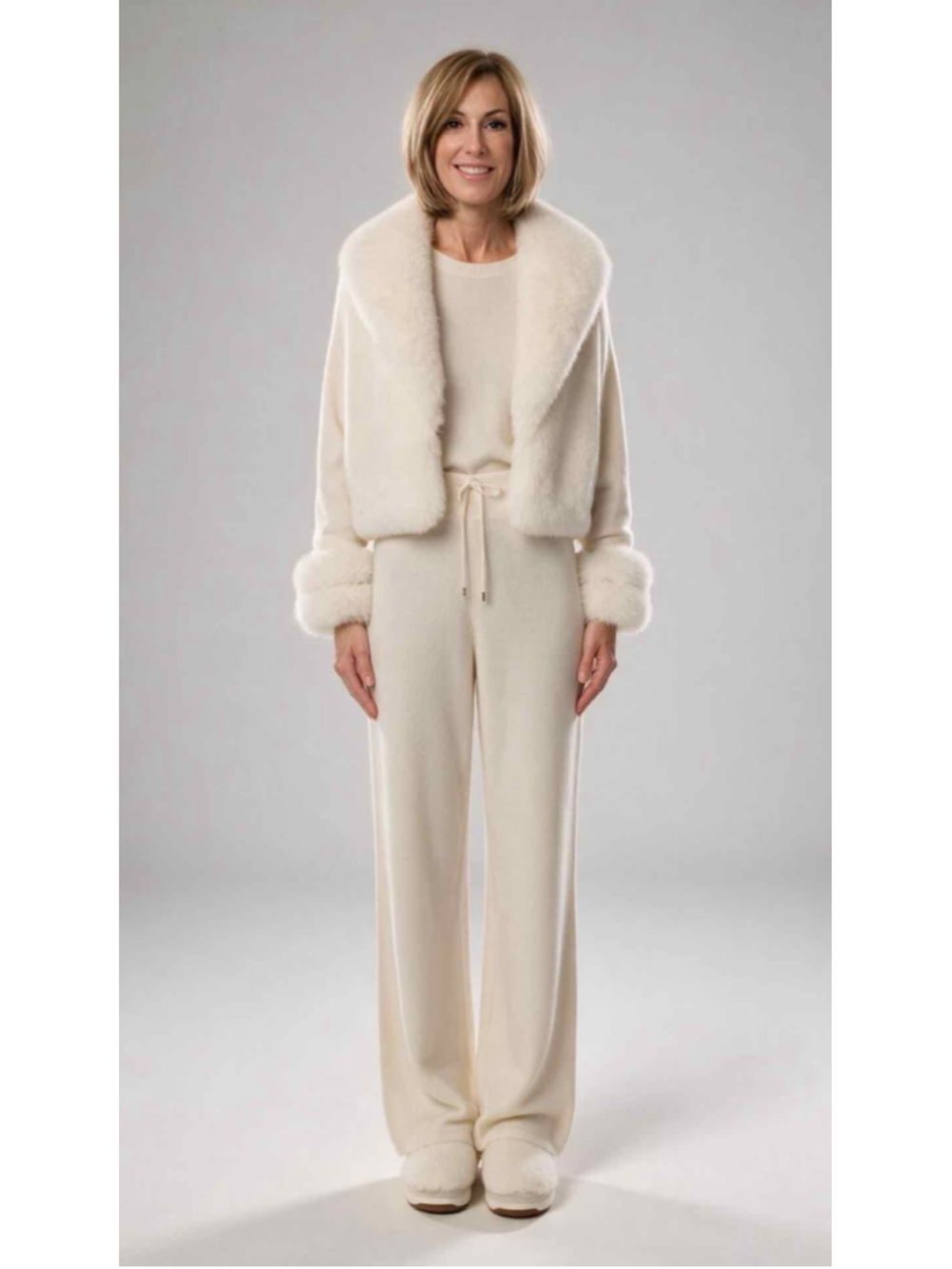 LoveShackFancy x MAX&MOI Billie Knit Pants NWT Ivory Cashmere Blend M